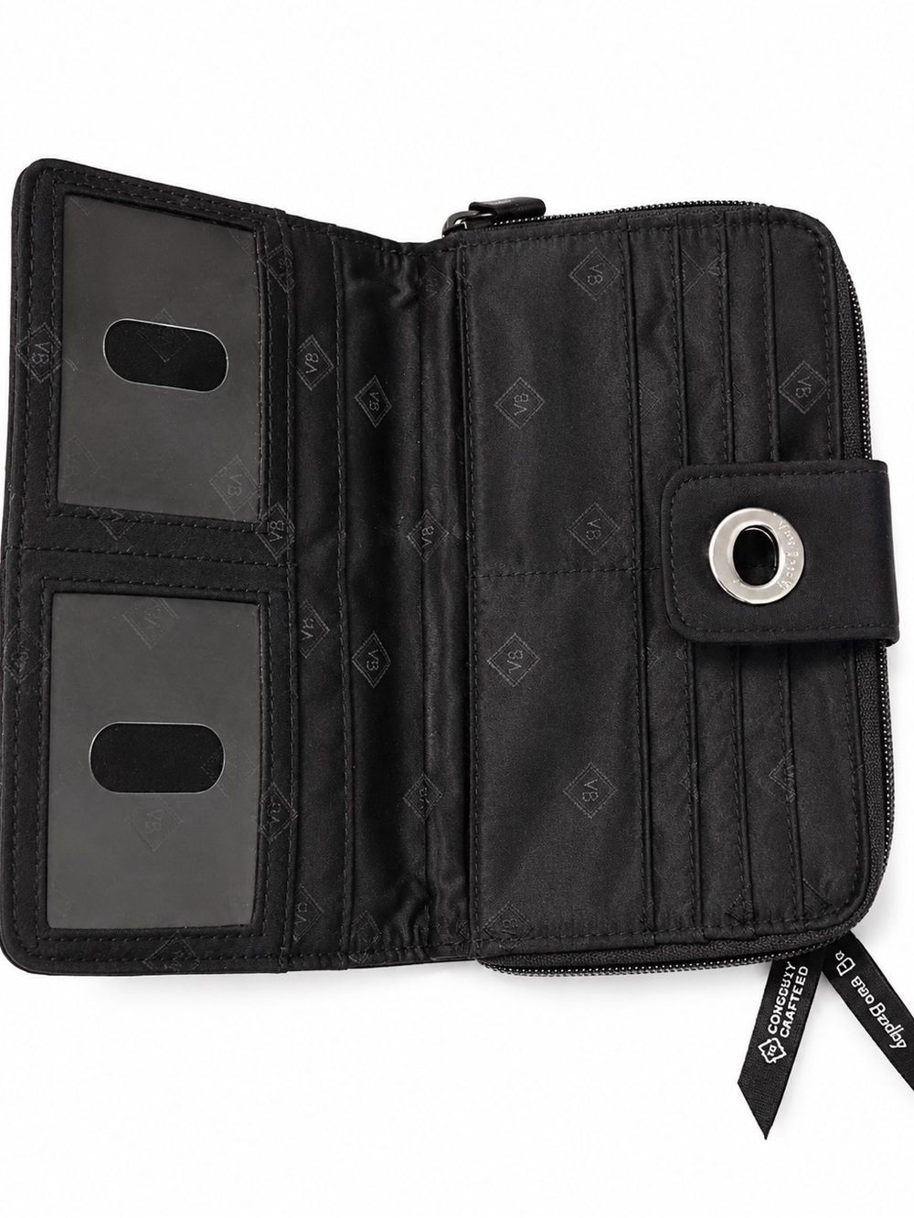 Vera Bradley RFID Turnlock Wallet Classic Black Quilted - Picture 2 of 8